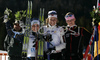 Winner Astrid Jacobsen of Norway (M), second placed Charlotte Kalla of Sweden (L) and third placed Denise Hermann of Germany (R) celebrating their medals won in Women Sprint race of Junior Nordic skiing World Championships in Tarvisio, Italy. Women Sprint race of Junior Nordic skiing World Championships in Tarvisio, Italy was held on 12th of March 2007 in Fusine, Italy. Due warm weather and lack of snow, cross country skiing races of Junior Nordic skiing World Championships 2007 were moved from Tarvisio, Italy to Fusine, Italy.
