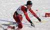 Hans Petter Lykkja of Norway having problems and falling in semi finals of Men Under23 Sprint race of Junior Nordic skiing World Championships in Tarvisio, Italy. Men Sprint race of Junior Nordic skiing World Championships in Tarvisio, Italy was held on 13th of March 2007 in Fusine, Italy. Due warm weather and lack of snow, cross country skiing races of Junior Nordic skiing World Championships 2007 were moved from Tarvisio, Italy to Fusine, Italy.
