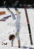 Winner Robin Bryntesson of Sweden celebrating his victory on special way after finals of Men Under23 Sprint race of Junior Nordic skiing World Championships in Tarvisio, Italy. Men Sprint race of Junior Nordic skiing World Championships in Tarvisio, Italy was held on 13th of March 2007 in Fusine, Italy. Due warm weather and lack of snow, cross country skiing races of Junior Nordic skiing World Championships 2007 were moved from Tarvisio, Italy to Fusine, Italy.
