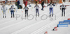 Katja Visnar of Slovenia (2nd from R) on start of quarter finals of Women Under23 Sprint race of Junior Nordic skiing World Championships in Tarvisio, Italy. Women Sprint race of Junior Nordic skiing World Championships in Tarvisio, Italy was held on 13th of March 2007 in Fusine, Italy. Due warm weather and lack of snow, cross country skiing races of Junior Nordic skiing World Championships 2007 were moved from Tarvisio, Italy to Fusine, Italy.
