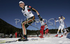 Marion Ruf of Germany skiing in quarter finals of Women Under23 Sprint race of Junior Nordic skiing World Championships in Tarvisio, Italy. Women Sprint race of Junior Nordic skiing World Championships in Tarvisio, Italy was held on 13th of March 2007 in Fusine, Italy. Due warm weather and lack of snow, cross country skiing races of Junior Nordic skiing World Championships 2007 were moved from Tarvisio, Italy to Fusine, Italy.
