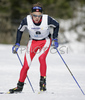 Eirik Saeves of Norway skiing in Men 10km freestyle race of Junior Nordic skiing World Championships in Tarvisio, Italy. Men 10km freestyle race of Junior Nordic skiing World Championships in Tarvisio, Italy was held on 14th of March 2007 in Fusine, Italy. Due warm weather and lack of snow, cross country skiing races of Junior Nordic skiing World Championships 2007 were moved from Tarvisio, Italy to Fusine, Italy.
