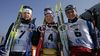 Winner Silvana Bucher of Switzerland (M), second placed Sofia Bleckur of Sweden (L) and third placed Marina Piller of Italy (R) celebrating their medals won in Women 10km freestyle race of Under23 Nordic skiing World Championships in Tarvisio, Italy. Women 10km freestyle race of Under23 Nordic skiing World Championships in Tarvisio, Italy was held on 15th of March 2007 in Fusine, Italy. Due warm weather and lack of snow, cross country skiing races of Junior Nordic skiing World Championships 2007 were moved from Tarvisio, Italy to Fusine, Italy.
