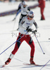 Marte Monrad-Hansen of Norway skiing in Women 5+5km pursuit race of Junior Nordic skiing World Championships in Tarvisio, Italy. Women 5+5km pursuit race of Junior Nordic skiing World Championships in Tarvisio, Italy was held on 16th of March 2007 in Fusine, Italy. Due warm weather and lack of snow, cross country skiing races of Junior Nordic skiing World Championships 2007 were moved from Tarvisio, Italy to Fusine, Italy.
