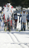Alex Harvey of Canada leading group in Men 10+10km pursuit race of Junior Nordic skiing World Championships in Tarvisio, Italy. Men 10+10km pursuit race of Junior Nordic skiing World Championships in Tarvisio, Italy was held on 16th of March 2007 in Fusine, Italy. Due warm weather and lack of snow, cross country skiing races of Junior Nordic skiing World Championships 2007 were moved from Tarvisio, Italy to Fusine, Italy.
