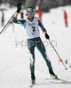Anssi Koivuranta of Finland celebrating his second place when crossing finish line in Nordic combined sprint race of Junior Nordic skiing World Championships in Tarvisio, Italy. Nordic combined sprint race of Junior Nordic skiing World Championships in Tarvisio, Italy was held on 18th of March 2007 in Fusine, Italy. Due warm weather and lack of snow, cross country skiing races of Junior Nordic skiing World Championships 2007 were moved from Tarvisio, Italy to Fusine, Italy.
