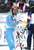 Patrick Staudacher of Italy reacts after finishing the mens alpine ski World Cup Super-G race in Val Gardena, Italy, Friday, Dec. 18, 2009.
