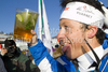 Massimiliano Blardone of Italy celebrates in the finish area after winning the mens alpine ski World Cup Giant Slalom race in Alta Badia, Italy, Sunday, December 20, 2009.
