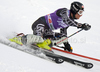 Jimmy Cochran (USA) attacks a control gate whilst competing in the first run of the Audi FIS Alpine Skiing World Cup  Slalom race.
