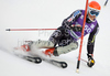 Paul McDonald (USA) attacks a control gate whilst competing in the first run of the Audi FIS Alpine Skiing World Cup  Slalom race.
