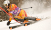Brad Spence (CAN) attacks a control gate whilst competing in the 2nd run of the Audi FIS Alpine Skiing World Cup  Slalom race. The race was won by Reinfied Herbst (AUT)  Mandatory credit: Mitchell Gunn - Sportsphotographers.eu
