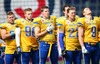 Team of Sweden during the American Football European Championship 2014 group A game between Finland and Sweden at the NV Arena, St. Poelten, Austria on 2014/06/01.
