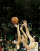 Crosariol Andrea (no.11) of Virtus Vidivici (L) and Jasmin Hukic (no.13) of Union Olimpija (R) during match of 13th round of Basketball Euroleague 2007-08. Match between Union Olimpija, Ljubljana, Slovenia, and Virtus VidiVici, Bologna, Italy was played on 24th of January 2008 in Tivoli Arena in Ljubljana, Slovenia. Match was won by Union Olimpija, who defeated Virtus VidiVici with 75:60.

