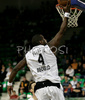 Milton Palacio (no.4) of KK Partizan Igokea scoring during finals match of Basketball NLB League final four between Partizan Beograd, Serbia and Hemofarm Stada, Vrsac, Serbia. Match between Hemofarm Stada and Partizan Begrad was played on 26th of April 2008 in Tivoli Arena in Ljubljana, Slovenia. Match was won by Partizan, who defeated Hemofarm with 69:51.
