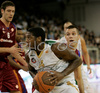 Frank Robinson (no.14) of Union Olimpija during match of Basketball Euroleague between Union Olimpija, Ljubljana, Slovenia and Lottomatica Roma, Italy. Match between Union Olimpija and Lottomatica Roma was played on 6th of November 2008 in Tivoli Arena in Ljubljana, Slovenia.
