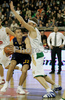 Aleksandar Nadjfeji (no.32) of Alba Berlin (L) and Miha Zupan (no.24) of Union Olimpija (R) during match of Basketball Euroleague between Union Olimpija, Ljubljana, Slovenia and Alba Berlin, Germany. Match between Union Olimpija and Alba Berlin was played on 27th of November 2008 in Tivoli Arena in Ljubljana, Slovenia.
