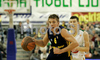 Steffen Hamann (no.6) of Alba Berlin (L) and Vlado Ilievski (no.6) of Union Olimpija (R) during match of Basketball Euroleague between Union Olimpija, Ljubljana, Slovenia and Alba Berlin, Germany. Match between Union Olimpija and Alba Berlin was played on 27th of November 2008 in Tivoli Arena in Ljubljana, Slovenia.
