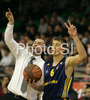 Head coach of Alba Berlin, Luka Pavicevic (L) and Steffen Hamann (no.6) of Alba Berlin (R) during match of Basketball Euroleague between Union Olimpija, Ljubljana, Slovenia and Alba Berlin, Germany. Match between Union Olimpija and Alba Berlin was played on 27th of November 2008 in Tivoli Arena in Ljubljana, Slovenia.
