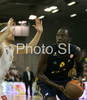 Ansu Sesay (no.9) of Alba Berlin (R) and Miha Zupan (no.24) of Union Olimpija (L) during match of Basketball Euroleague between Union Olimpija, Ljubljana, Slovenia and Alba Berlin, Germany. Match between Union Olimpija and Alba Berlin was played on 27th of November 2008 in Tivoli Arena in Ljubljana, Slovenia.
