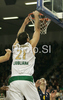 Vladimir Golubovic (no.21) of Union Olimpija scoring during match of Basketball Euroleague between Union Olimpija, Ljubljana, Slovenia and Alba Berlin, Germany. Match between Union Olimpija and Alba Berlin was played on 27th of November 2008 in Tivoli Arena in Ljubljana, Slovenia.
