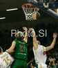 Henk Norel (no.17) of DKV Joventut jumping for ball during match of Basketball Euroleague between Union Olimpija, Ljubljana, Slovenia and DKV Joventut, Badalona, Spain. Match between Union Olimpija and DKV Joventut was played on 4th of December 2008 in Tivoli Arena in Ljubljana, Slovenia.
