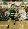 Josep Franch (no.11) of DKV Joventut (L) and Vlado Ilievski (no.6) of Union Olimpija (R) during match of Basketball Euroleague between Union Olimpija, Ljubljana, Slovenia and DKV Joventut, Badalona, Spain. Match between Union Olimpija and DKV Joventut was played on 4th of December 2008 in Tivoli Arena in Ljubljana, Slovenia.
