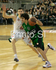 Ricky Rubio (no.9) of DKV Joventut (R) and Vlado Ilievski (no.6) of Union Olimpija (L) during match of Basketball Euroleague between Union Olimpija, Ljubljana, Slovenia and DKV Joventut, Badalona, Spain. Match between Union Olimpija and DKV Joventut was played on 4th of December 2008 in Tivoli Arena in Ljubljana, Slovenia.
