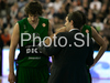 Head coach of DKV Joventut, Sito Alonso (R) and Simas Jasaitis (no.13) of DKV Joventut (L) during match of Basketball Euroleague between Union Olimpija, Ljubljana, Slovenia and DKV Joventut, Badalona, Spain. Match between Union Olimpija and DKV Joventut was played on 4th of December 2008 in Tivoli Arena in Ljubljana, Slovenia.

