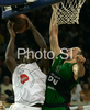 Franklin Robinson (no.14) of Union Olimpija (L) and Luka Bogdanovic (no.10) of DKV Joventut (R) during match of Basketball Euroleague between Union Olimpija, Ljubljana, Slovenia and DKV Joventut, Badalona, Spain. Match between Union Olimpija and DKV Joventut was played on 4th of December 2008 in Tivoli Arena in Ljubljana, Slovenia.
