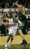 Franklin Robinson (no.14) of Union Olimpija (L) and Jan-Hendrick Jagla (no.14) of DKV Joventut (R) during match of Basketball Euroleague between Union Olimpija, Ljubljana, Slovenia and DKV Joventut, Badalona, Spain. Match between Union Olimpija and DKV Joventut was played on 4th of December 2008 in Tivoli Arena in Ljubljana, Slovenia.
