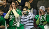 Fans of Union Olimpija during match of Basketball Euroleague between Union Olimpija, Ljubljana, Slovenia and Maccabi Electra, Tel Aviv, Israel. Match between Union Olimpija and Maccabi Electra was played on 3rd of December 2009 in Tivoli Arena in Ljubljana, Slovenia.
