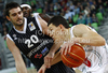 Vlado Ilievski (no.6) of Union Olimpija (R) and Petar Bozic (no.20) of Partizan mts (L) during match of NLB Adriatic basketball League between Union Olimpija and Partizan. Match of NLB Adriatic basketball League between Union Olimpija, Ljubljana, Slovenia and Partizan, Belgrade, Serbia was played in Stozice Arena, Ljubljana, Slovenia, on Sunday, 31st of October 2010.
