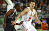 Vlado Ilievski (no.6) of Union Olimpija (R) and Oliver Lafayette (no.4) of Partizan mts (L) during match of NLB Adriatic basketball League between Union Olimpija and Partizan. Match of NLB Adriatic basketball League between Union Olimpija, Ljubljana, Slovenia and Partizan, Belgrade, Serbia was played in Stozice Arena, Ljubljana, Slovenia, on Sunday, 31st of October 2010.
