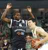 Vlado Ilievski (no.6) of Union Olimpija (R) and Oliver Lafayette (no.4) of Partizan mts (L) during match of NLB Adriatic basketball League between Union Olimpija and Partizan. Match of NLB Adriatic basketball League between Union Olimpija, Ljubljana, Slovenia and Partizan, Belgrade, Serbia was played in Stozice Arena, Ljubljana, Slovenia, on Sunday, 31st of October 2010.
