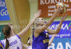Louice Halvarsson (no.14) of Sweden (R) and Tina Trebec (no.11) of Slovenia (L) during Women FIBA Basketball Division B group A match between Slovenia and Sweden. Match of 4th round of Women FIBA Basketball Division B group A competition was played in Vitranc Arena in Kranjska Gora, Slovenia, on 5th od June 2011.
