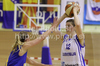 Lea Jagodic (no.12) of Slovenia (R) and Josefin Olheim (no.4) of Sweden (L) during Women FIBA Basketball Division B group A match between Slovenia and Sweden. Match of 4th round of Women FIBA Basketball Division B group A competition was played in Vitranc Arena in Kranjska Gora, Slovenia, on 5th od June 2011.
