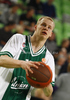 Sasu Salin (no.13) of Union Olimpija warming up before match of 7th round of Turkish Airlines Basketball Euroleague between Union Olimpija, Ljubljana, Slovenia and Montepaschi Siena, Italy. Match of Turkish Airlines Basketball Euroleague between Union Olimpija and Montepaschi Siena was played in Stozice Arena, Ljubljana, Slovenia, on Thursday, 1st of December 2011.
