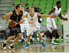 Sasu Salin (no.13) of Union Olimpija (R) and Igor Rakocevic (no.8) of Montepaschi Siena (L) during match of 7th round of Turkish Airlines Basketball Euroleague between Union Olimpija, Ljubljana, Slovenia and Montepaschi Siena, Italy. Match of Turkish Airlines Basketball Euroleague between Union Olimpija and Montepaschi Siena was played in Stozice Arena, Ljubljana, Slovenia, on Thursday, 1st of December 2011.
