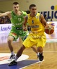 Charles Barton of Sweden (R) and Matej Rojc of Slovenia (L) during FIBA U-20 European Championships match between Slovenia and Sweden. Match between Slovenia and Sweden of FIBA U-20 European basketball Championships was played on Friday, 13th of July 2012 in Domzale, Slovenia.
