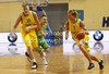 Tobias Borg of Sweden (R), Klemen Prepelic of Slovenia (M) and Sebastian Norman of Sweden (L) during FIBA U-20 European Championships match between Slovenia and Sweden. Match between Slovenia and Sweden of FIBA U-20 European basketball Championships was played on Friday, 13th of July 2012 in Domzale, Slovenia.
