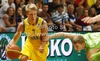 Tobias Borg of Sweden (L) and Miha Lapornik of Slovenia (R) during FIBA U-20 European Championships match between Slovenia and Sweden. Match between Slovenia and Sweden of FIBA U-20 European basketball Championships was played on Friday, 13th of July 2012 in Domzale, Slovenia.
