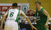 Teemu Rannikko (no.9) of Union Olimpija (R) and Matej Rojc (no.6) of KK Krka-Telekom (L) during Slovenia Super cup basketball match between last years Slovenia Cup champions team, KK Union Olimpija and Slovenia national championships winning team KK Krka-Telekom. Match between Union Olimpija, Ljubljana, and KK Krka-Telekom, Novo Mesto, was played in in Grosuplje, Slovenia, on Tuesday, 25th of September 2012.
