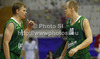 Teemu Rannikko (no.9) of Union Olimpija (L) and Sasu Salin (no.10) of Union Olimpija (R) discussing the play during Slovenia Super cup basketball match between last years Slovenia Cup champions team, KK Union Olimpija and Slovenia national championships winning team KK Krka-Telekom. Match between Union Olimpija, Ljubljana, and KK Krka-Telekom, Novo Mesto, was played in in Grosuplje, Slovenia, on Tuesday, 25th of September 2012.
