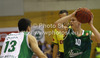 Sasu Salin (no.10) of Union Olimpija (R) and Erjon Kastrati (no.13) of KK Krka-Telekom (L) during Slovenia Super cup basketball match between last years Slovenia Cup champions team, KK Union Olimpija and Slovenia national championships winning team KK Krka-Telekom. Match between Union Olimpija, Ljubljana, and KK Krka-Telekom, Novo Mesto, was played in in Grosuplje, Slovenia, on Tuesday, 25th of September 2012.
