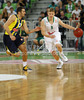 Teemu Rannikko (no.9) of Union Olimpija (R) and Baris Ermis (no.9) of Fenerbahce Ulker (L) during Turkish Airlines Euroleague basketball match of second round between Union Olimpija, Ljubljana, Slovenia and Fenerbahce Ulker, Istanbul, Turkey. Match between Union Olimpija and Fenerbahce Ulker was played in in Stozice Arena in Ljubljana, Slovenia, on Friday, 19th of October 2012.
