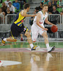 Teemu Rannikko (no.9) of Union Olimpija (R) and Baris Ermis (no.9) of Fenerbahce Ulker (L) during Turkish Airlines Euroleague basketball match of second round between Union Olimpija, Ljubljana, Slovenia and Fenerbahce Ulker, Istanbul, Turkey. Match between Union Olimpija and Fenerbahce Ulker was played in in Stozice Arena in Ljubljana, Slovenia, on Friday, 19th of October 2012.
