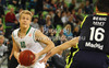 Sasu Salin (no.10) of Union Olimpija during Turkish Airlines Euroleague basketball match of fifth round between Union Olimpija, Ljubljana, Slovenia and Real Madrid, Spain. Match between Union Olimpija and Real Madrid was played in in Stozice Arena in Ljubljana, Slovenia, on Friday, 9th of November 2012.
