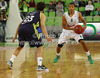 Dominic Waters (no.4) of Union Olimpija (R) and Sergio Llull (no.23) of Real Madrid (L) during Turkish Airlines Euroleague basketball match of fifth round between Union Olimpija, Ljubljana, Slovenia and Real Madrid, Spain. Match between Union Olimpija and Real Madrid was played in in Stozice Arena in Ljubljana, Slovenia, on Friday, 9th of November 2012.
