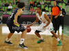 Dominic Waters (no.4) of Union Olimpija (R) and Sergio Llull (no.23) of Real Madrid (L) during Turkish Airlines Euroleague basketball match of fifth round between Union Olimpija, Ljubljana, Slovenia and Real Madrid, Spain. Match between Union Olimpija and Real Madrid was played in in Stozice Arena in Ljubljana, Slovenia, on Friday, 9th of November 2012.
