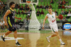 Teemu Rannikko (no.9) of Union Olimpija (R) and Sergio Llull (no.23) of Real Madrid (L) during Turkish Airlines Euroleague basketball match of fifth round between Union Olimpija, Ljubljana, Slovenia and Real Madrid, Spain. Match between Union Olimpija and Real Madrid was played in in Stozice Arena in Ljubljana, Slovenia, on Friday, 9th of November 2012.
